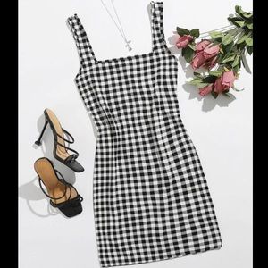 SHEIN black and white checkered bodycon dress
